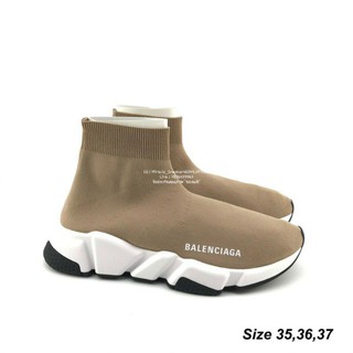 🤓Balenciaga Womens Natural Speed Logo-print Sneakers ❌ไม่มีกล่องนะค๊า ✅อุปกรณ์ครบ