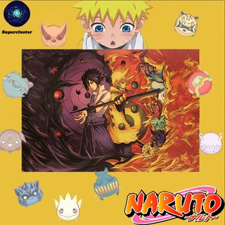 โปสเตอร์กระดาษคราฟท์ลายการ์ตูนนารูโตะ Rinnegan-Sasuke&amp;Rikudousennin Mode-Naruto ขนาด 50.5x35ซม.