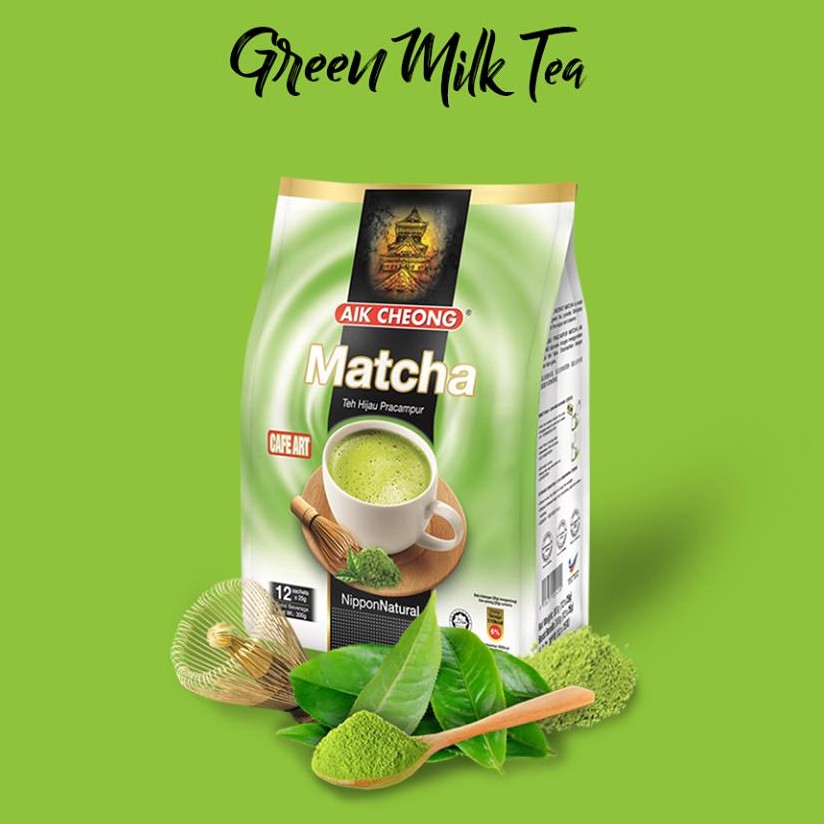 ชาเขียว มัจฉะ Matcha 3in1 Milk Green Tea Aik Cheong 300g
