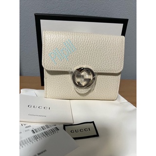 Gucci short interlocking wallet สีครีม