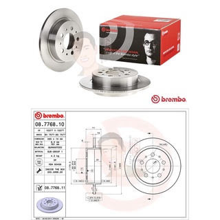 08 7768 10 จานเบรค ล้อ R (ยี่ห้อ BREMBO) รุ่น Std VOLVO 960 II ปี1994-1996