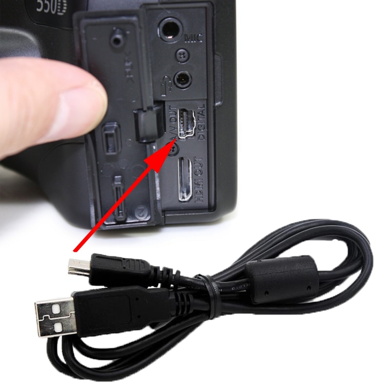 5Pin T-port สาย USB สําหรับ SLR กล้องข้อมูลสําหรับ Canon 5D 7D 10D 20D 60D 70D 80D 100D 200D 450D 500D 550D 600D 650D 700D 1100D 1200D 1300D 5D 77D 3000D 3D