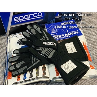 ถุงมือขับรถ Sparco แท้ (FIA 8856-2018 ) สีดำ ถุงมือสำหรับรถแข่ง ถุงมือข้อยาว racing gloves