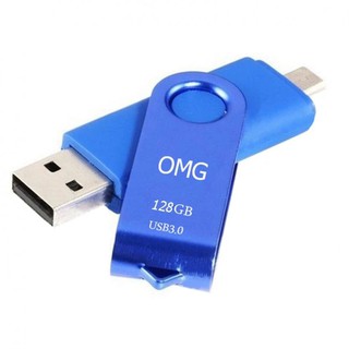 OMG Flash Drive 128 Gb USB 3.0 OTG Micro USB รุ่นMG-03(ฟ้า)  #898