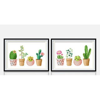 ชุดปักครอสติชพิมพ์ลาย แคคตัส กระบองเพชร (Cactus Cross stitch kit)