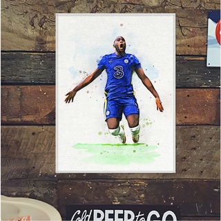 โปสเตอร์ ผ้าแคนวาส โรเมลู ลูกากู เชลซี Romelu Lukaku Chelsea ภาพวาด ศิลปะ นักบอล นักฟุตบอล