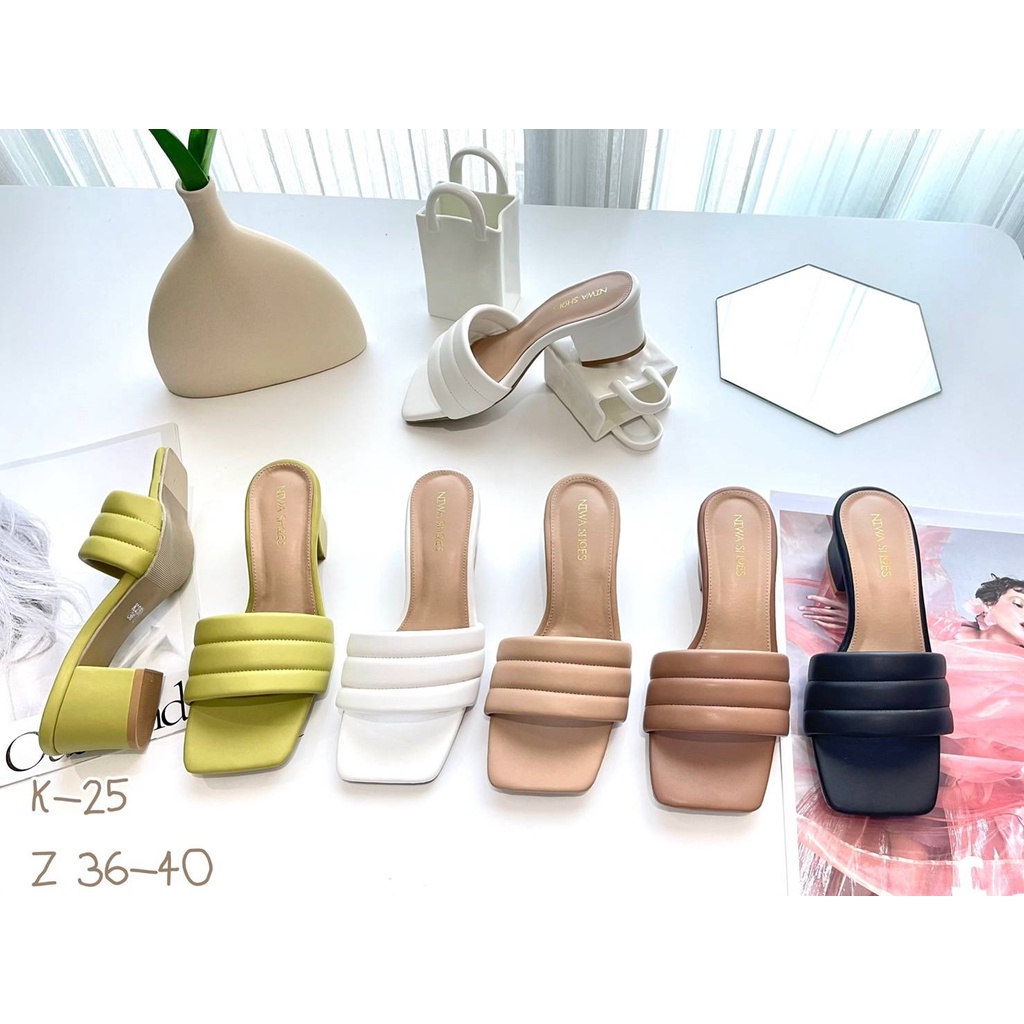 NIWA SHOES📣📣 รหัส K-25 แม็คซี่สวยมากค่า หนังนุ่มนิ่มสุดๆ ใส่สบายเท้า ทรงสวย สูง 2 นิ้ว🥰🥰