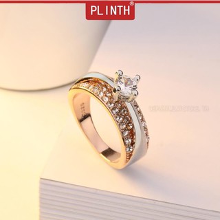 PLINTH แหวนเงินแท้ 925 หมั้นเพชรโรสสแควร์202