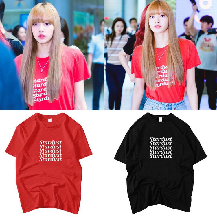 【hot sale】เสื้อเชิ้ตแขนสั้นนักเรียนฤดูร้อน BLACKPINK LISA เสื้อยืด street the same t-shirt women short sleeved student s