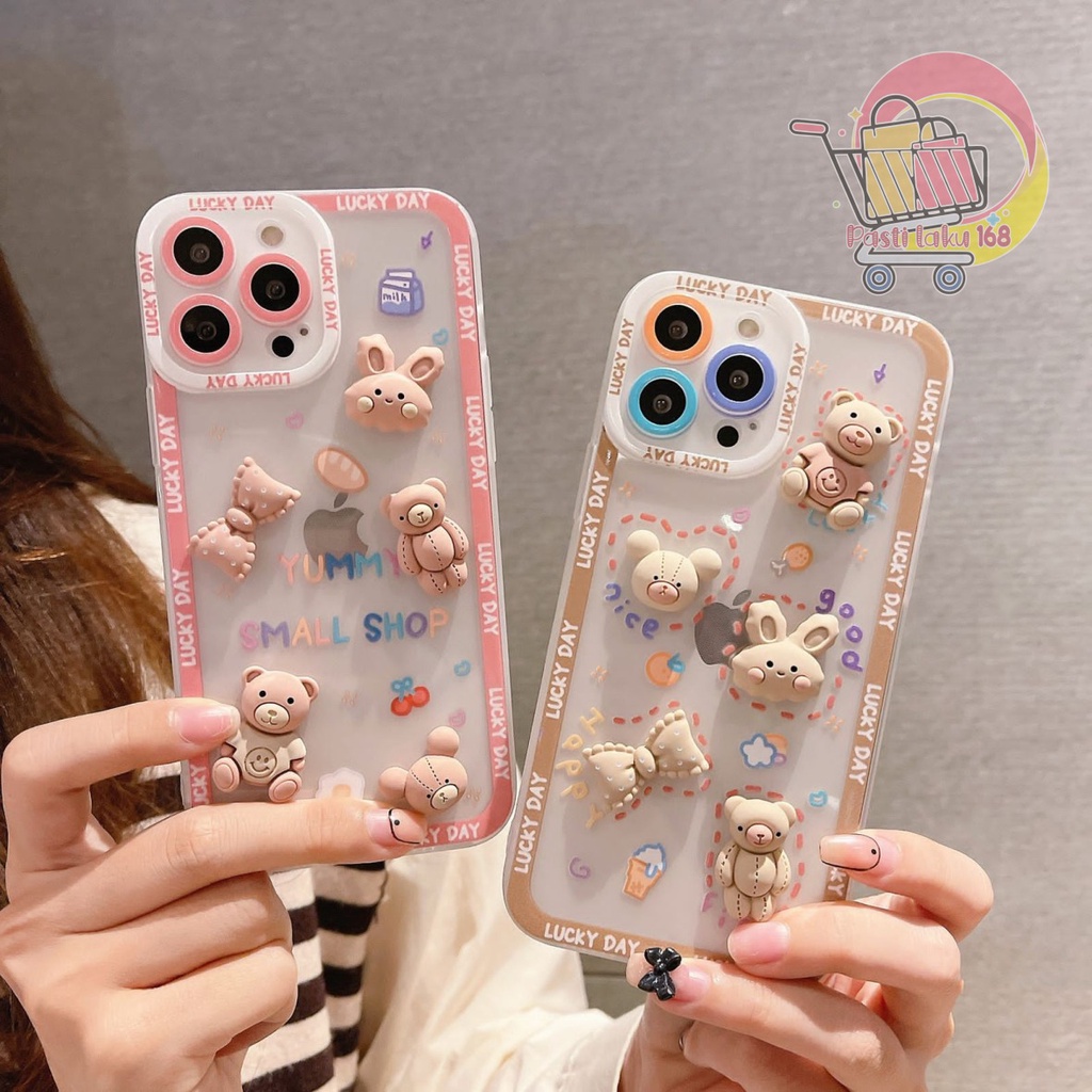 SS099 สําหรับ INFINIX SMART 4 5 6 ร้อน 9 10 11S 9 PLAY NOTE 8 11 PRO 3D ริบบิ้นเด็กหมี Softcase ปลอก