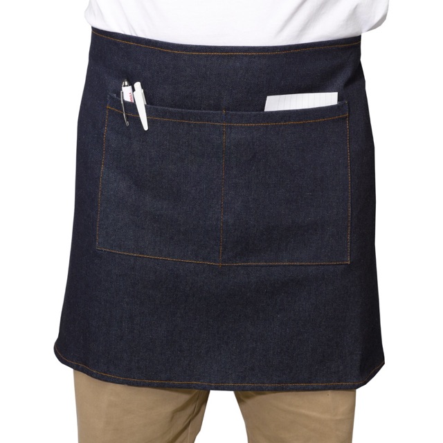 ผ้ากันเปื้อน ผ้ายีนส์สุดเท่ เกรดโรงแรม ตัดสั้นฟรี ✨ Denim Apron 21" Hotel Quality