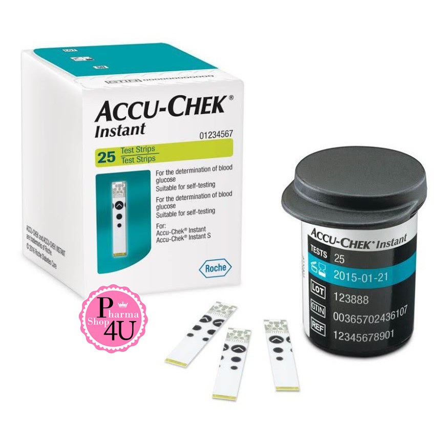Accu-Chek Instant Test Strip แอคคิว-เช็ค แผ่นตรวจน้ำตาล (25,50 ชิ้น/กล่อง) [1 กล่อง]