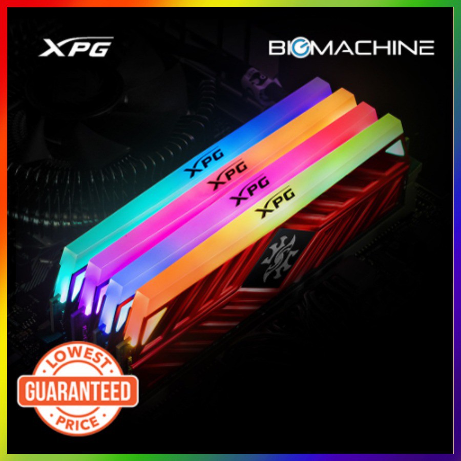 Adata SPECTRIX XPG D41 แรมเกมมิ่ง 8GB 16GB DDR4 ( 3000Mhz 3200Mhz 3600Mhz ) RGB (XPG) สีเทา สีแดง