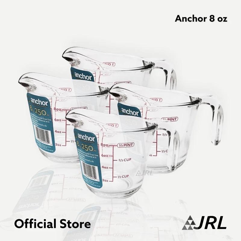 Anchor 8 oz / 250 ml (แท้100%) ถ้วยตวงแก้ว ชนิดหนา อย่างดี จำนวน 4 ใบ