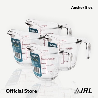 Anchor 8 oz / 250 ml ถ้วยตวงแก้ว ชนิดหนา อย่างดี จำนวน 4 ใบ