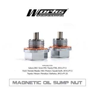 works engineering Magnetic Oil Sump Nut แท้ USA น็อตอ่างน้ำมันเครื่อง น็อตแม่เหล็ก น็อตอ่าง Engine Drain