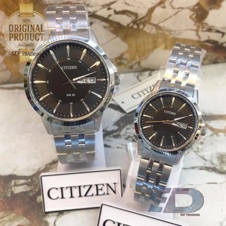 CITIZEN นาฬิกาคู่ ผู้ชาย และ ผู้หญิง Quartz รุ่น BF2011-51E , EQ0601-54E - Silver/Black