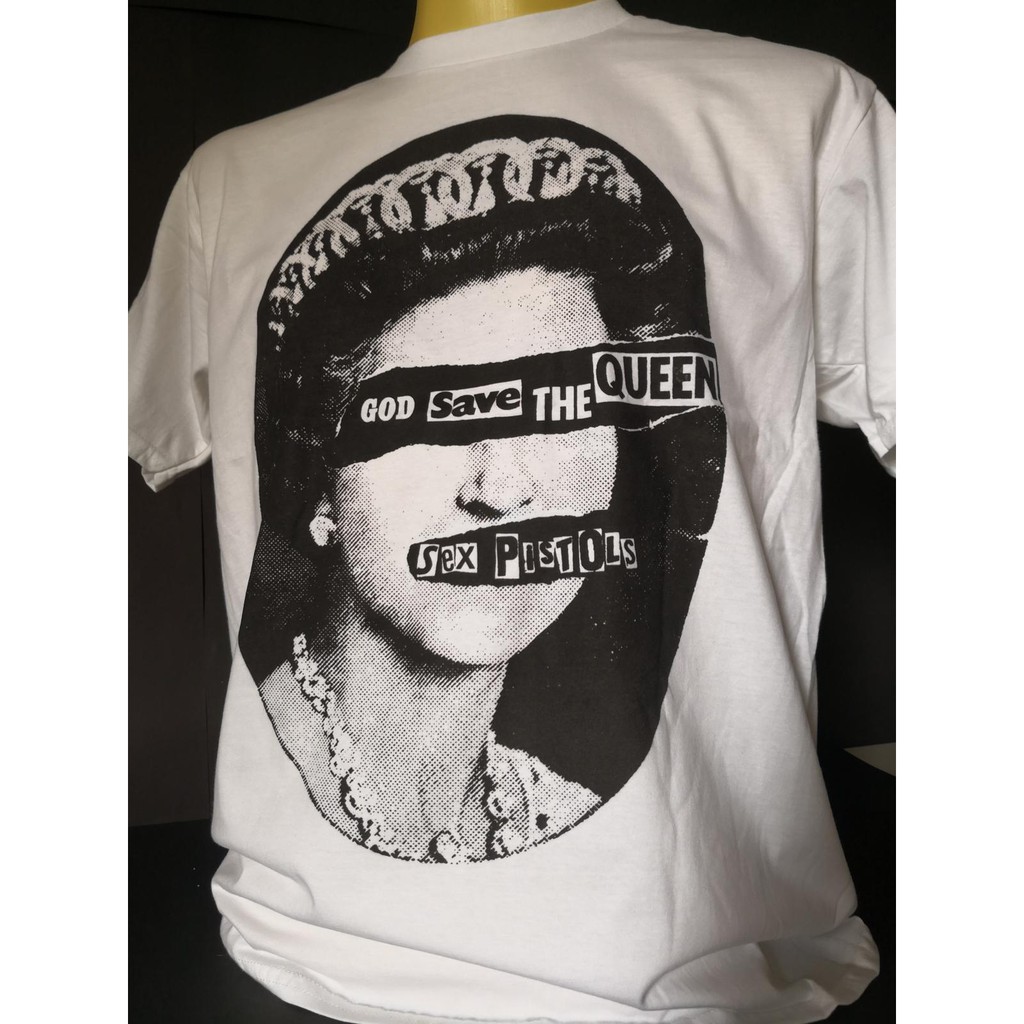 เสื้อวงนำเข้า Sex Pistols God Save The Queen Sid Vicious Johnny Rotten Punk Rock Retro Style Vintage