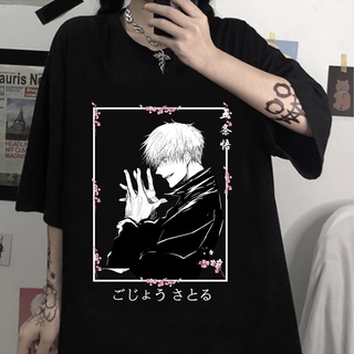 Gojo Satoru พิมพ์ผู้ชายลําลองผู้หญิงอะนิเมะ Jujutsu Kaisen เสื้อยืดฤดูร้อนฮิปฮอปด้านบน Tees Xs- j[u