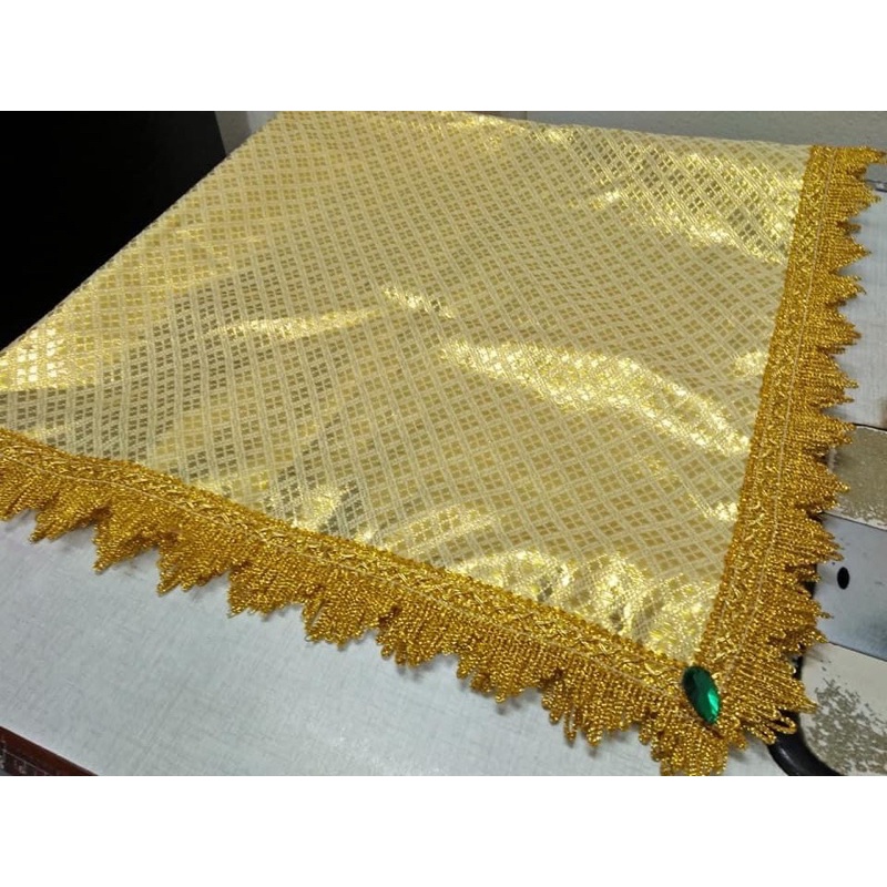 ผ้ารองสินสอดผ้าไทยสีทองอ่อน ผ้ารองพาน