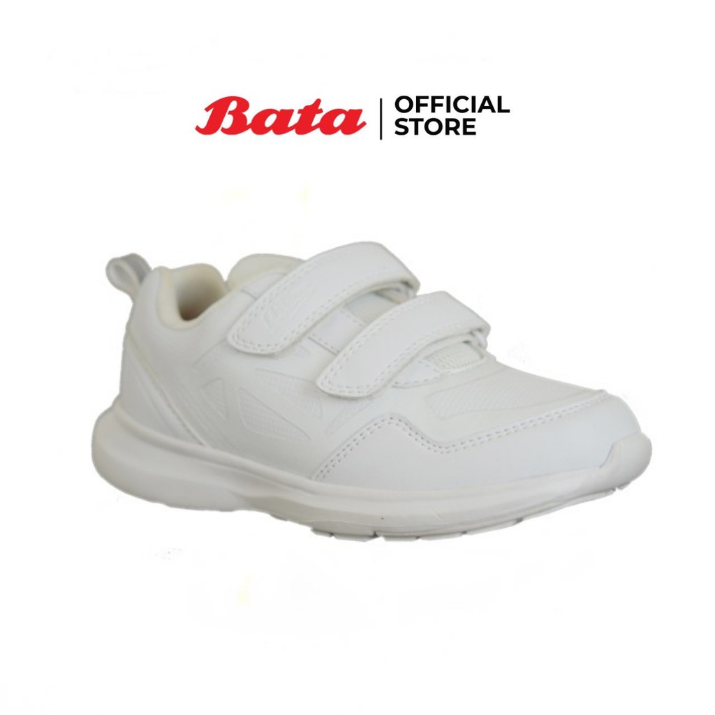 Bata B-First บาจา บีขเฟิร์ส SPORTS Anti-Bac White PVC รองเท้านักเรียนผ้าใบพละ วัยประถมศึกษา สายปรับขนาดได้ สีขาว รหัส 3411149 (เด็กอนุบาล)  / 4411149 (เด็กประถม)