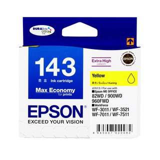 ตลับหมึกอิงค์เจ็ท สีเหลือง Epson T143490 (T143) /Yellow Inkjet Cartridge Epson T143490 (T143)