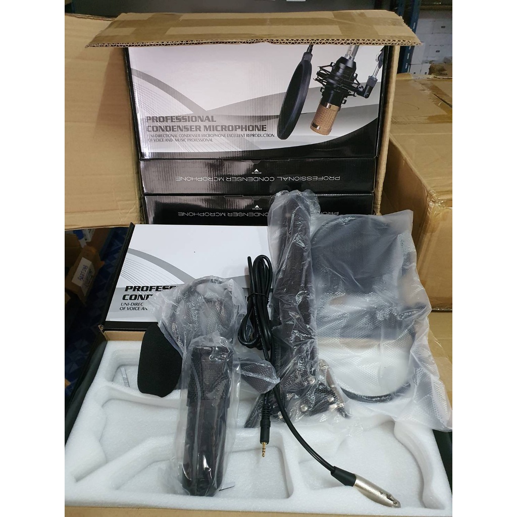 ชุดไมค์ ไมค์อัดเสียง คอนเดนเซอร์ BM-800 SET Professional Condenser Mic Microphone พร้อมขาตั้ง