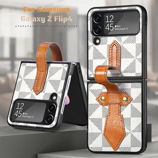 เคสโทรศัพท์มือถือหนัง กันกระแทก พร้อมที่ตั้งวาง หรูหรา สําหรับ Samsung Z Flip4 Galaxy Z Flip 4 5G Z Flip4 ZFlip4 Filp ZFlip 4 5G