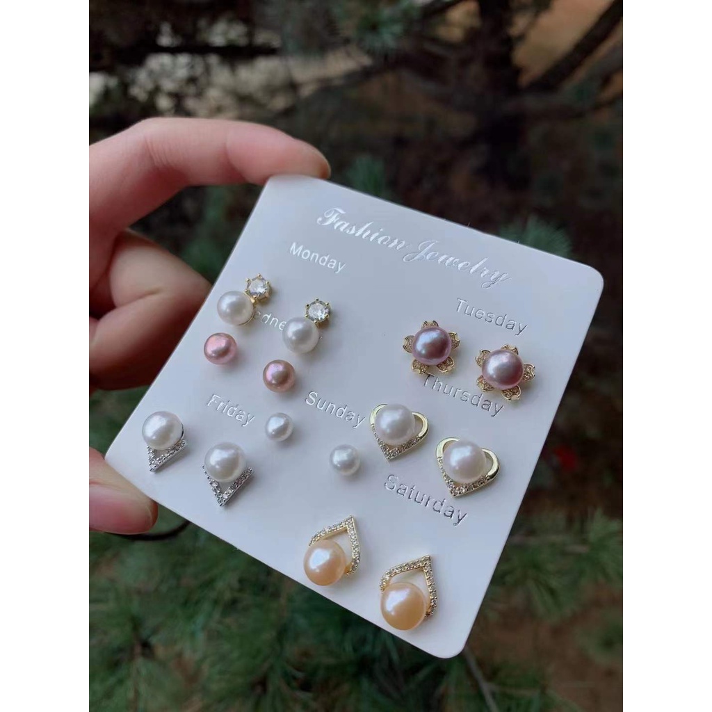 การ์ดต่างหูสตั๊ด Pearl One Week (7 คู่) 14K