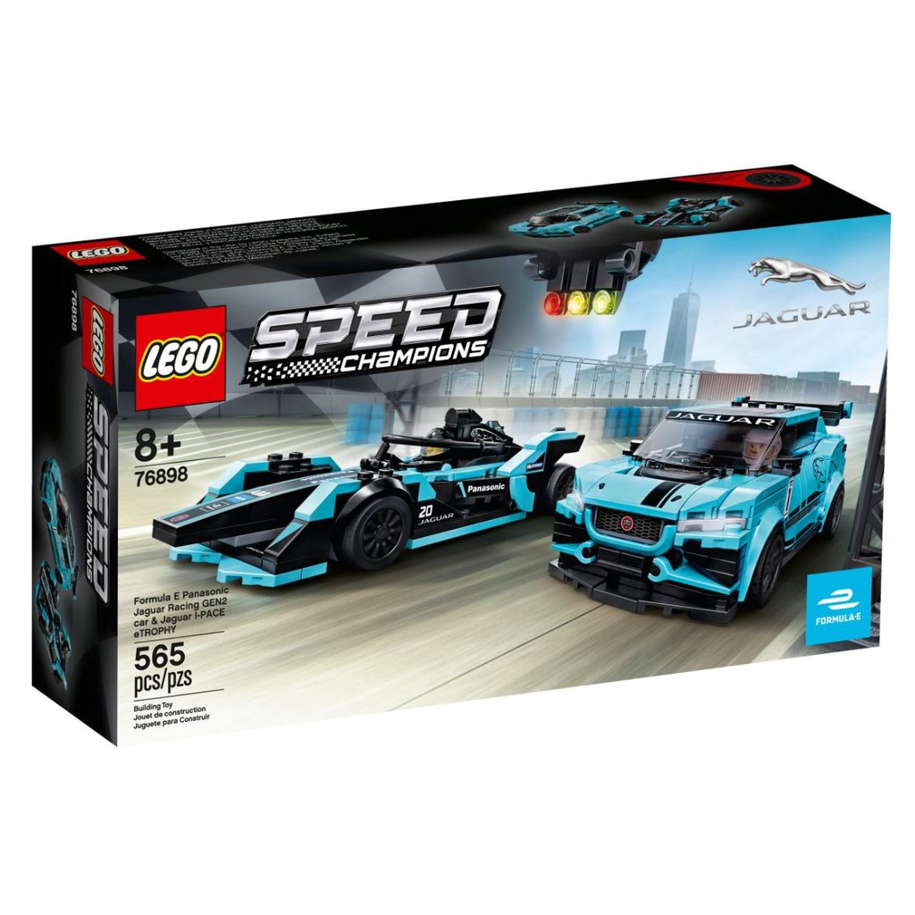 LEGO Speed Champions Formula E Panasonic Jaguar Racing GEN2 car & Jaguar I-PACE eTROPHY 76898