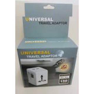 ปลั๊กไฟ Dual USB Universal Adapter All in One รุ่น Square สีดำ พร้อม USB