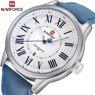 NAVIFORCE นาฬิกาข้อมือควอตซ์ สายหนัง กันน้ำ แฟชั่นที่เรียบง่าย สำหรับผู้ชาย