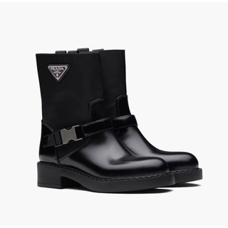 รองเท้าบูท Prada Nylon Logo Biker Moto Booties