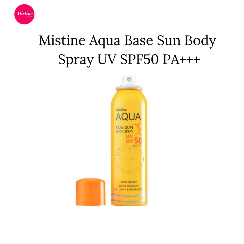 Mistine  Aqua Base Sun Body Spray UV SPF50 PA+++100ml มิสทีน กันแดด ฉีดทับเมคอัพ สเปรย์กันแดด อะควา เบส（小黄喷雾）
