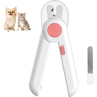 Pet Nail Clippers กรรไกรตัดเล็บแมว กรรไกรตัดเล็บสุนัข พร้อมไฟLED พร้อมตะไบเหล็กเก็บซ่อน ป้องกันเลือดออก