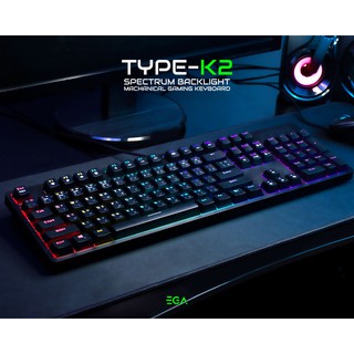 EGA KEYBOARD TYPE K2 คีย์บอร์ดเกมมิ่ง มาโคร ปุ่มแมคคานิคอล พร้อมซอร์ฟแวร์ปรับตั้งค่า ไฟ RGB ประกัน 2ปี จากศูนย์