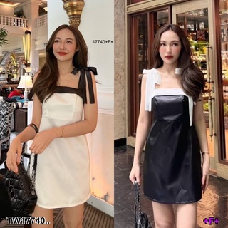 👗Pfashion [ส่งไว!!🚛] P17740 เดรสสั้นแต่งขอบอก สายผูกไหล่ ..