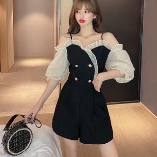 fluffy playsuit 🖤 จั๊มสูทปาดไหล่