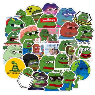 Sad Frog Pepe สติกเกอร์กันน้ำรูปแบบที่แตกต่างกัน, 50 ชิ้น