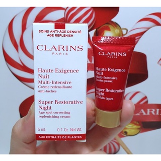 ครีมบำรุงผิวหน้ากลางคืน แท้💯%Clarins Haute Exigence Multi-Intensive Toutes peaux Super Restorative 5 ml. มีฉลากไทย