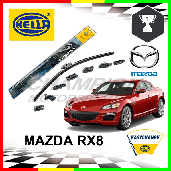 1 คู่ HELLA Cleantech Frameless ใบปัดน้ําฝนชุดสําหรับ Mazda RX-8 RX8 2002 - 2008