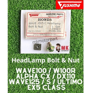 (Tushima) น็อตสกรูไฟหน้า สําหรับ Honda Wave100 R Wave125 S X Ultimo Ex5 Class Wave Alpha CX DX 110 Skru Nat Lampu