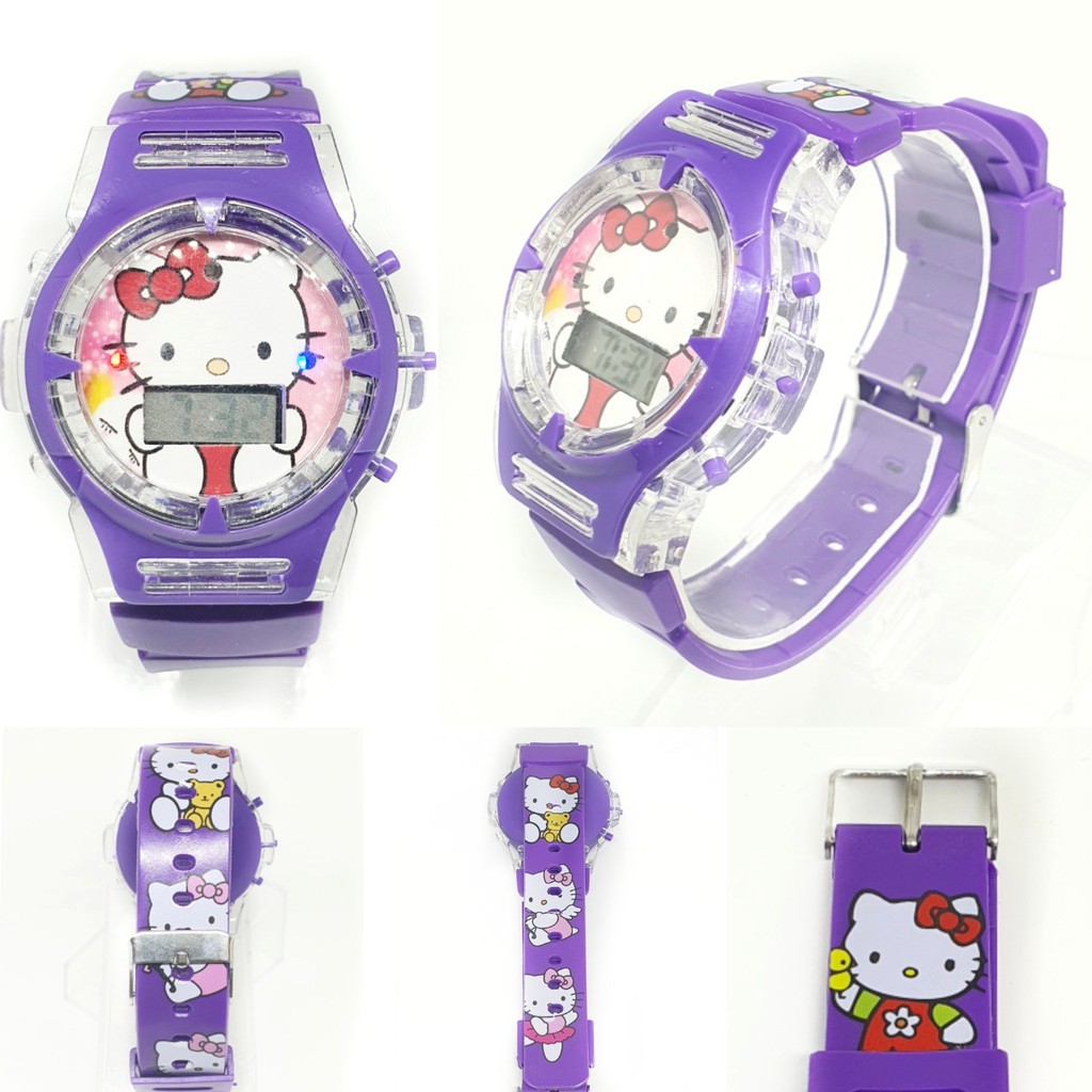 Hello kitty นาฬิเด็ก นาฬิกาคิตตี้ มีไฟ มีเสียง นาฬิกาเด็กผู้หญิง ลายการ์ตูน น่ารัก RC120