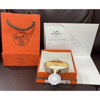 New Hermes Clic H Bracelet สี Marron Glace /สี Blanc Size PM ปี 2022 Fullset