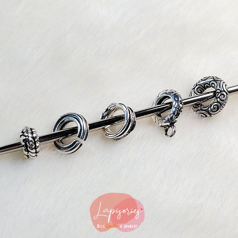 ห่วงคั่นหินเงินแท้925 ห้อยกำไล ทรงเม็ดมะยมปากปิดและเปิด เครื่องประดับ DIY CHARM