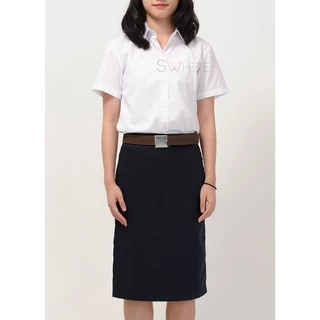 S-white [ นักศึกษา นิสิต รับปริญญา ] เสื้อพิธีการตัวตรง แขนพับหน้าว่างหลังว่าง SW-COM-13
