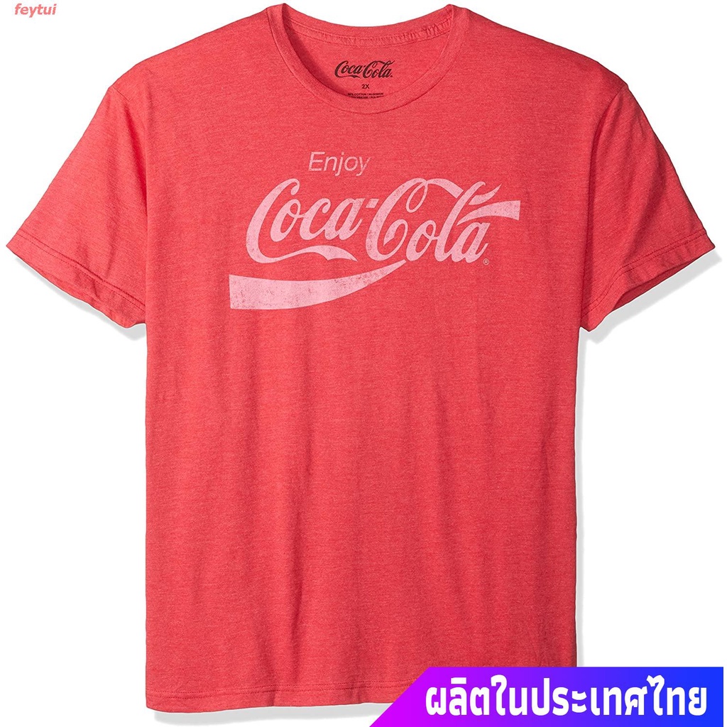 การส่งเสริม 2022  โคคาโคลา เป๊ปซี่ Coca-Cola Women's Coke Classic Vintage Logo T-shirt คอกลม แฟชั่น 