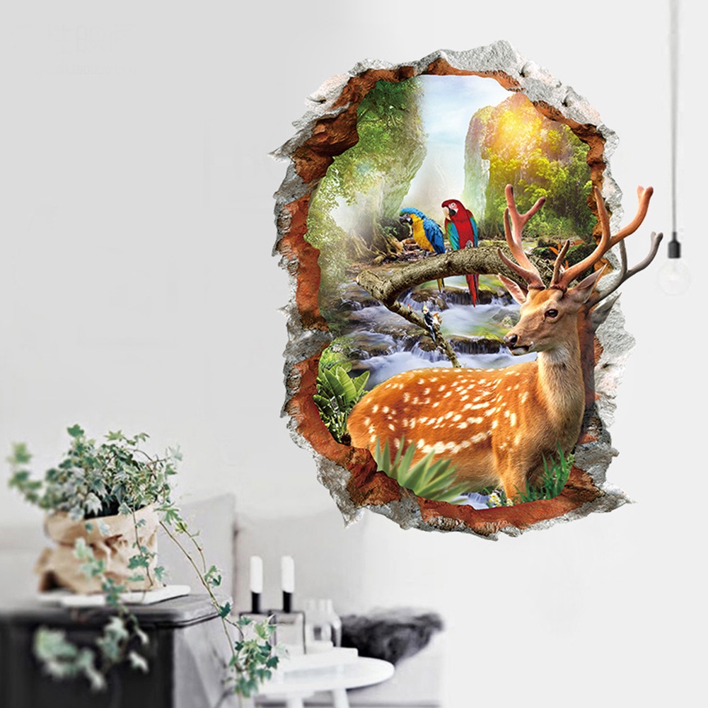 Fawn Forest Moon Window Home Decoration Wall Sticker Bedroom Decal Mural Decor