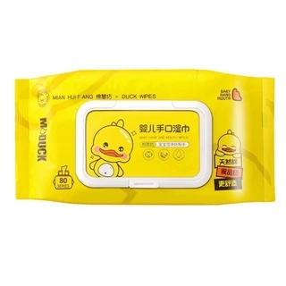 (🔥 0 บาท ส่งฟรี 🔥) ทิชชู่เปียก น้องเป็ด แพคนึงมี 80 แผ่น ผ้าเช็ดทำความสะอาด 1ห่อ 80 แผ่น ทิชชู่ทำความสะอาด Baby Wipes
