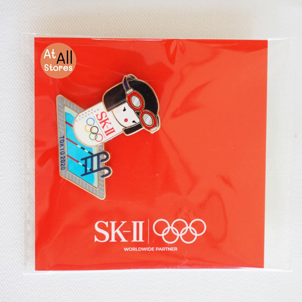 เข็มกลัดติดเสื้อลายโอลิมปิก Tokyo รูปตัวการ์ตูน by SK-II ลายสระว่ายน้ำ